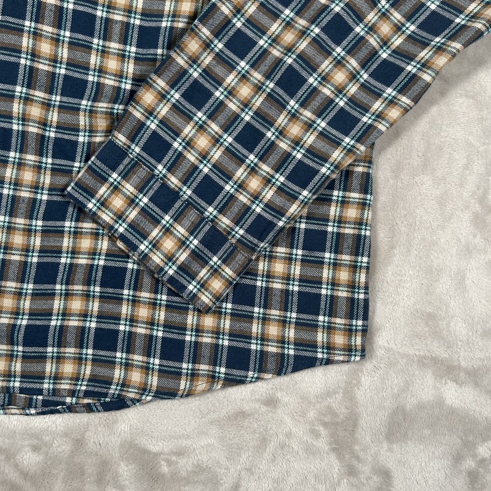 Patagonia Fjord Flannel Shirt Mens L Plaid Brown Blue Long Sleeve Organic 42410 - Picture 11 of 16